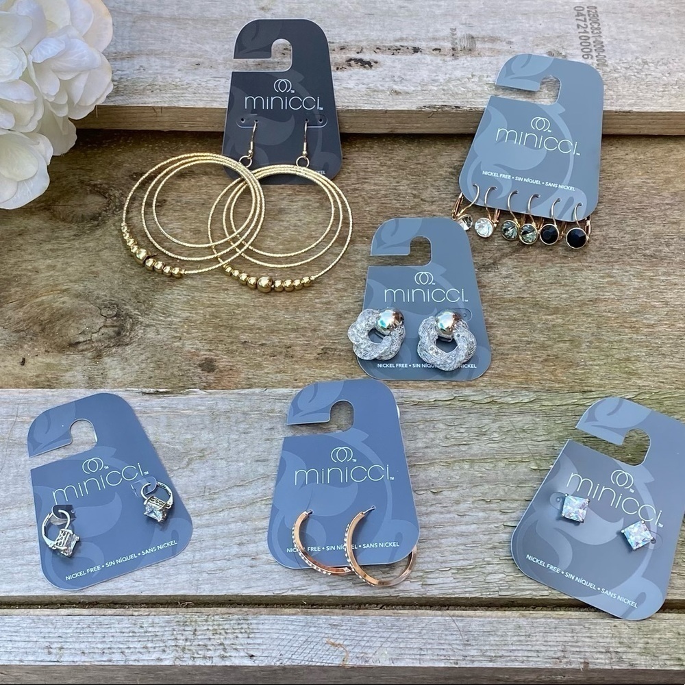 NWT MINICCI EARRING LOT BUNDLE OF 8 EARRINGS.